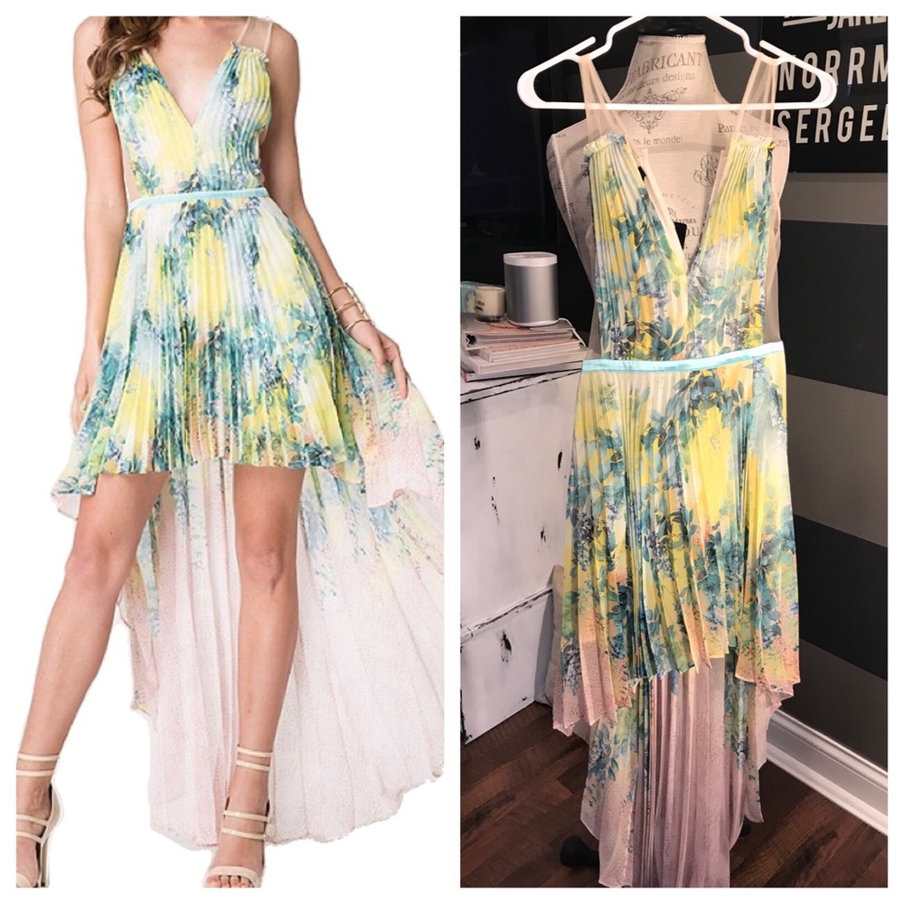 Pleated Bebe hi/low dress